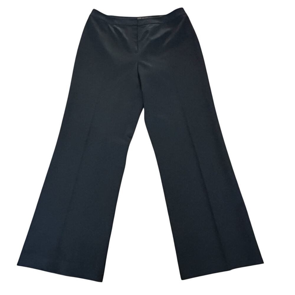 Lafayette 148 Dress Pants Black Wool Straight Leg Size 12 Hemmed Wide Leg Slacks